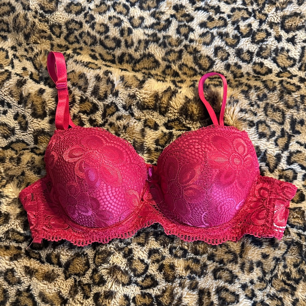 SHEIN Floral Lace Underwire Bra - Red